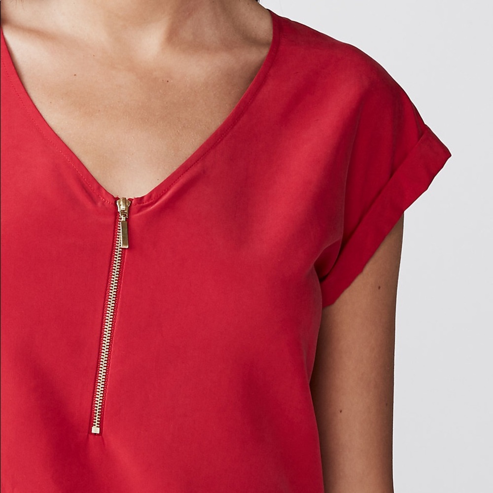 Express Short Sleeve Zip Blouse